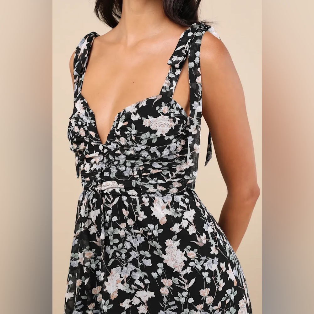 NWT Black Floral Maxi Dress - Wedding Guest Dress